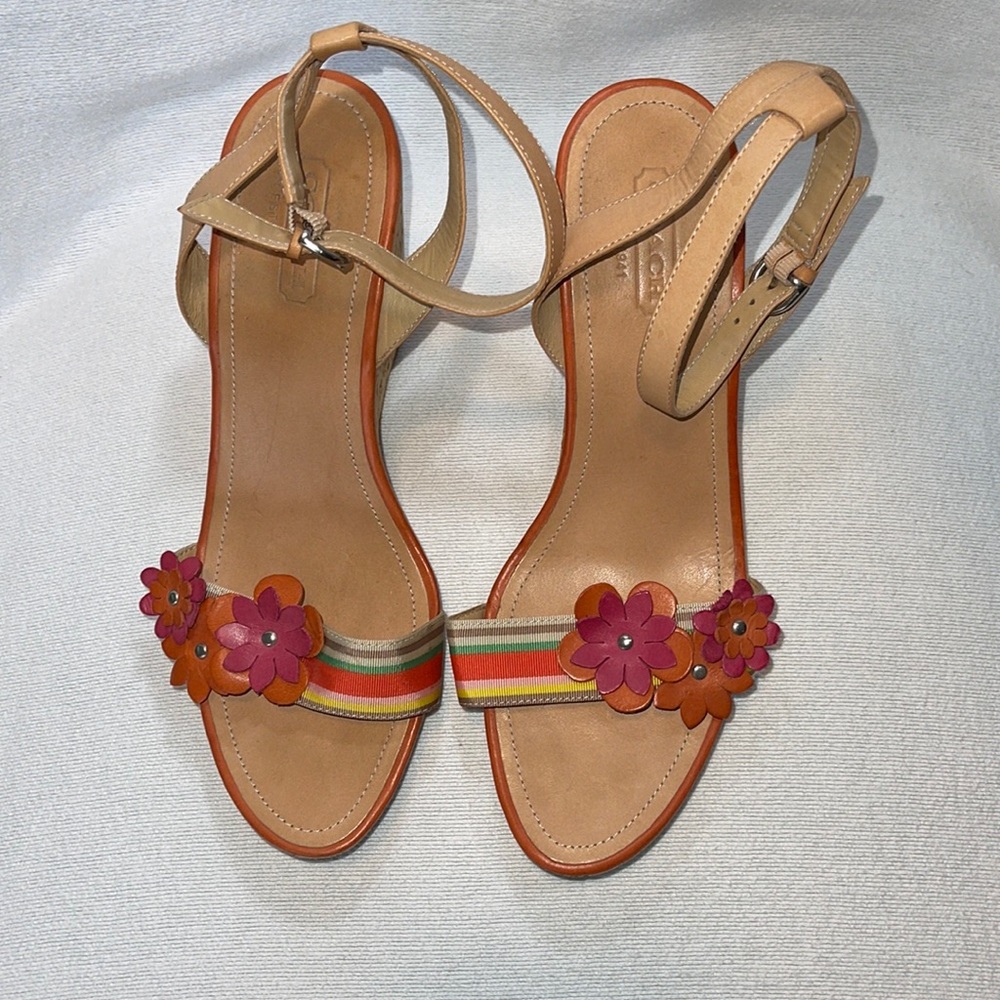 COACH MORGAN STRAPPY CORK WEDGES SIZE 9